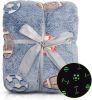 Glow in the Dark Blankets for Boys. 50 x 60 Inch Blue Football Kids Glow in the Dark Blanket 6 Hours Bright Glow. 240 GSM Two-Sided Warm Flannel Fleec