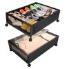2Pcs Under Bed Storage Containers with 360° Rotatable Wheels Visible Dustproof Cover
