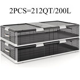 2pcs Under Bed Storage Containers, Stackable Underbed Drawer Organizer Plastic Bins with Lids