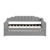 Velvet Daybed with Trundle Upholstered Tufted Sofa Bed, both Twin Size, Grey