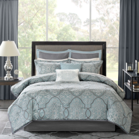 Madison Park Lavine 12 Piece Bedding Collection - greyish blue