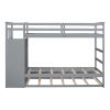 Twin Over Twin Bunk Bed with Trundle and Staircase, Gray (OLD SKU:LT000068AAE)