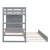 Twin Over Twin Bunk Bed with Trundle and Staircase, Gray (OLD SKU:LT000068AAE)