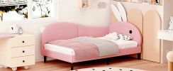 Twin size Upholstered Rabbit-Shape Daybed, Sofabed with Rabbit Ear Headboard, Pink