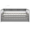 Twin XL Wood Daybed with 2 Trundles, 3 Storage Cubbies, 1 Light for Free and USB Charging Design, Gray