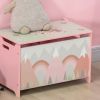 Qaba Toy Box with Lid, Toy Chest Storage Organizer for Bedroom with Safety Hinge, Cute Animal Design, Pink