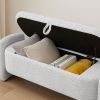 Ottoman Oval Storage Bench 3D Lamb Fleece Fabric Bench with Large Storage Space for the Living Room, Entryway and Bedroom,gray