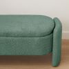 Ottoman Oval Storage Bench 3D Lamb Fleece Fabric Bench with Large Storage Space for the Living Room, Entryway and Bedroom,green