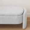 Ottoman Oval Storage Bench 3D Lamb Fleece Fabric Bench with Large Storage Space for the Living Room, Entryway and Bedroom,gray