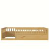 Twin Floor Bed Frame with Fence, Wood Kids Floor Beds Frame for Bedroom Playroom,Natural(Expect arrive date Jun. 21st)