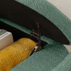 Ottoman Oval Storage Bench 3D Lamb Fleece Fabric Bench with Large Storage Space for the Living Room, Entryway and Bedroom,green