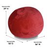 Minky Velvet Bean Bag Chair, Red-5ft Plush Floor Chair for Kids and Adults w/ Washable Cover, Lounge Chair with Stretchable Fabric