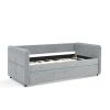 Daybed with Trundle Upholstered Tufted Sofa Bed, Twin Size, Boucle Fabric, Grey(83"x43"x29.5")