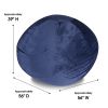 Minky Velvet Bean Bag Chair, Navy-5ft Plush Floor Chair for Kids and Adults w/ Washable Cover, Lounge Chair with Stretchable Fabric