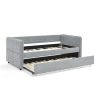 Daybed with Trundle Upholstered Tufted Sofa Bed, Twin Size, Boucle Fabric, Grey(83"x43"x29.5")