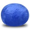 Minky Velvet Bean Bag Chair, Blue-5ft Plush Floor Chair for Kids and Adults w/ Washable Cover, Lounge Chair with Stretchable Fabric