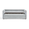 Daybed with Trundle Upholstered Tufted Sofa Bed, Twin Size, Boucle Fabric, Grey(83"x43"x29.5")
