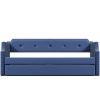 Upholstered Daybed with Trundle, Wood Slat Support,Upholstered Frame Sofa Bed , Twin,Blue