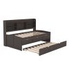 Wooden Captain Bed with Built-in Bookshelves,Three Storage Drawers and Trundle, Antique Gray - Twin