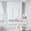 White Twin Trundle Bed, Heavy Duty Malibu Solid Wood Bed Frame with Twin Size Pull Out Toddler Trundle Bed for Kids