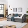 Twin Size Daybed with Trundle Upholstered Tufted Sofa Bed, Linen Fabric, Grey (82.5"x42.5"x34")