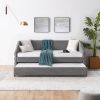 Twin Size Daybed with Trundle Upholstered Tufted Sofa Bed, Linen Fabric, Grey (82.5"x42.5"x34")