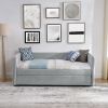 Daybed with Trundle Upholstered Tufted Sofa Bed, Twin Size, Boucle Fabric, Grey(83"x43"x29.5")