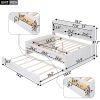 Full Size Wooden Captain Bed with Built-in Bookshelves,Three Storage Drawers and Trundle,White Wash