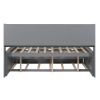 Full Size Wooden Captain Bed with Built-in Bookshelves,Three Storage Drawers and Trundle,Light Grey(Old SKU:GX001029AAE)