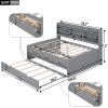 Full Size Wooden Captain Bed with Built-in Bookshelves,Three Storage Drawers and Trundle,Light Grey(Old SKU:GX001029AAE)