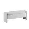 Ottoman Oval Storage Bench 3D Lamb Fleece Fabric Bench with Large Storage Space for the Living Room, Entryway and Bedroom,gray