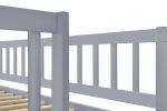 Twin over Full Stairway Bunk Bed with Trundle,Gray