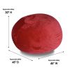 Minky Velvet Bean Bag Chair, Red-4ft Plush Floor Chair for Kids and Adults w/ Washable Cover, Lounge Chair with Stretchable Fabric