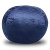 Minky Velvet Bean Bag Chair, Navy-5ft Plush Floor Chair for Kids and Adults w/ Washable Cover, Lounge Chair with Stretchable Fabric