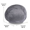 Minky Velvet Bean Bag Chair, Grey-5ft Plush Floor Chair for Kids and Adults w/ Washable Cover, Lounge Chair with Stretchable Fabric