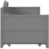 Twin Wooden Daybed with Trundle Bed, Sofa Bed for Bedroom Living Room, Gray
