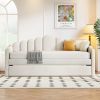 Twin size Upholstered Daybed with Trundle ,Velvet Sofabed with USB Charging Ports,No Box-spring Needed,Beige