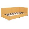 Upholstered Daybed with 2 Storage Drawers Twin Size Sofa Bed Frame No Box Spring Needed, Linen Fabric (Yellow)