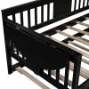 Twin Wooden Daybed with Trundle Bed , Sofa Bed for Bedroom Living Room, Espresso