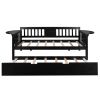 Twin Wooden Daybed with Trundle Bed , Sofa Bed for Bedroom Living Room, Espresso