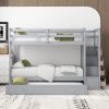 Twin Over Twin Bunk Bed with Trundle and Staircase, Gray (OLD SKU:LT000068AAE)