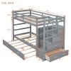 Twin Over Twin Bunk Bed with Trundle and Staircase, Gray (OLD SKU:LT000068AAE)