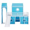 Twin Size Loft Bed with Slide Blue Tent and Tower - Blue