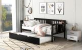 Twin Wooden Daybed with Trundle Bed , Sofa Bed for Bedroom Living Room, Espresso