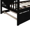 Twin Wooden Daybed with Trundle Bed , Sofa Bed for Bedroom Living Room, Espresso