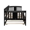 Twin Wooden Daybed with Trundle Bed , Sofa Bed for Bedroom Living Room, Espresso