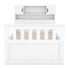 Twin Size Captain Platform Bed Frame with Storage Bookcases and Shelves,Four Drawers,White