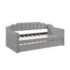 Velvet Daybed with Trundle Upholstered Tufted Sofa Bed, both Twin Size, Grey