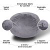Minky Velvet Bean Bag Chair, Grey-5ft Plush Floor Chair for Kids and Adults w/ Washable Cover, Lounge Chair with Stretchable Fabric