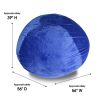 Minky Velvet Bean Bag Chair, Blue-5ft Plush Floor Chair for Kids and Adults w/ Washable Cover, Lounge Chair with Stretchable Fabric